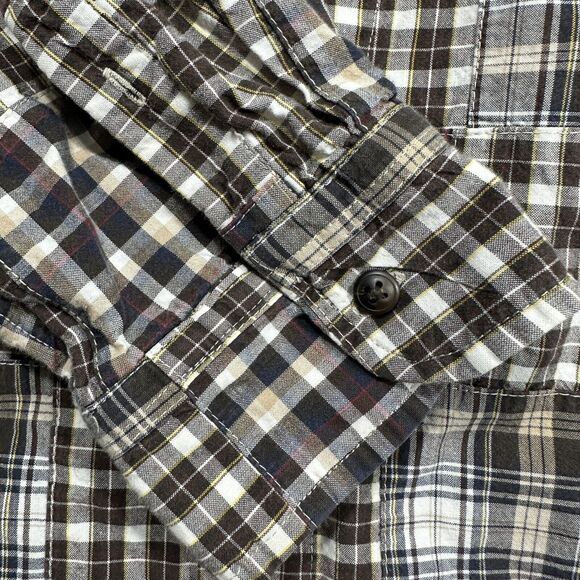 Chaps Shirt Mens 2XL XXL Button Up Brown Patchwork Quilt Long Sleeve Cotton - Picture 5 of 11